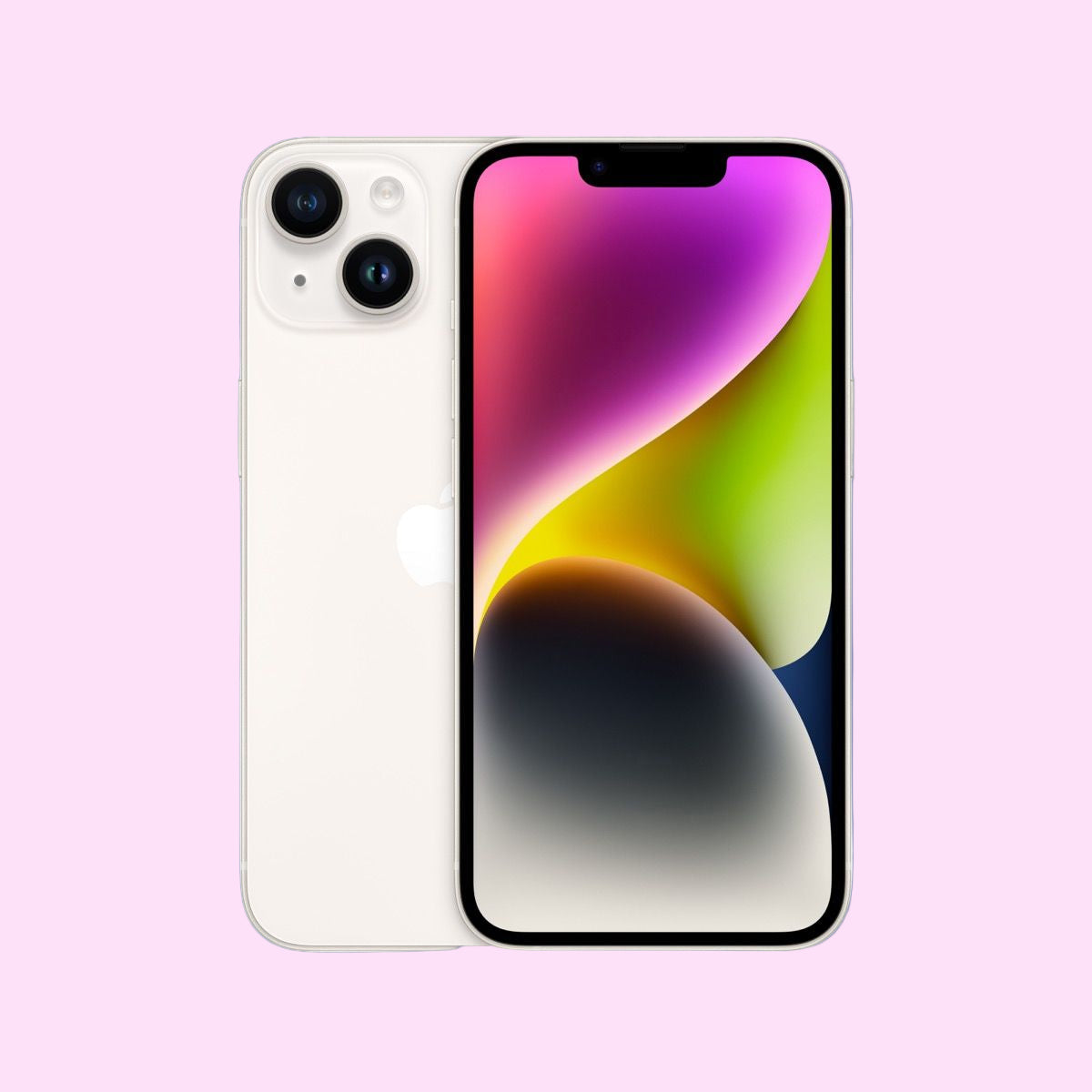 Smartphone with colorful display on a purple background